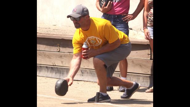 Dustin Thooft competes in the annual Rolle Bolle tournament on Saturday. Mascot photo by Scott Thoma