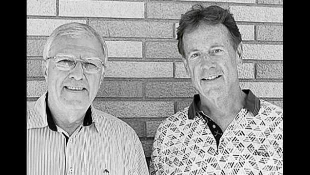 Ramon Britez, left, and Brad Lawrence posed for this photo on 2019 outside Rusty’s Corner Cafe in Taunton. Britez was a Minneota foreign exchange student living with the Lawrence family in Minneota in 1969. He flew from his native land in Praguay to attend the 50th class reunion. It was the first time he had been back to the United States since 1979. Lawrence was killed on Monday evening in a plane crash near Payson, AZ.