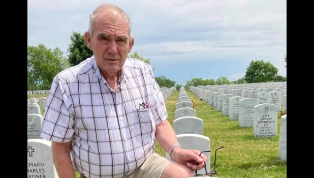 Contributed photo Gary Buysse recently visited the gravesite of Minneota native Jim Meger at Fort Snelling National Cemetery.