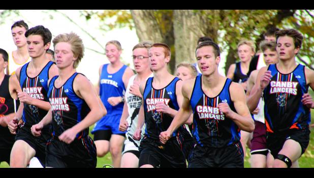 Staff Photo by Byron Higgin. Canby Minneota runners in the boys race were: (left to right) Alexander Full, Anthony Wollum, Jalyn Ufkin, Zach Hansen and Jared Josephson.