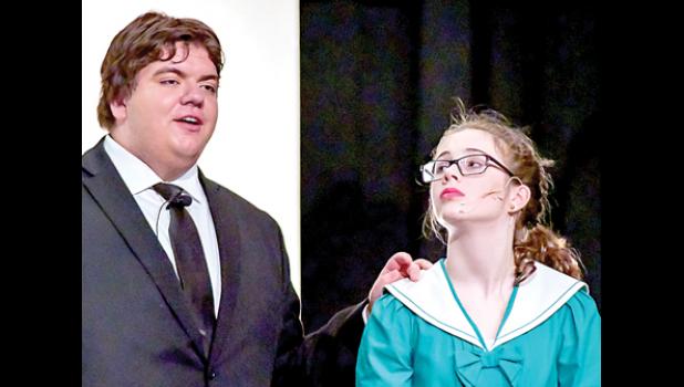 Photo for the Mascot by Brian Jeremiason. Minneota’s production of, “Annie” went on stage last weekend. “Daddy Warbucks”, played by Zach Van Keulen and “Annie”, (Autumn Dovre) shared a moment.
