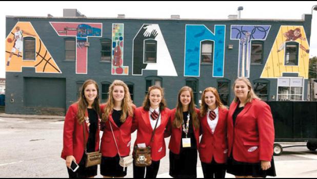 Special photo. Minneota’s representatives in Atlanta were: (left to right) Katie Konold, Tara Thooft, Isabelle Hennen, Molly Krog, Natalie Bot and Hannah Brewers.