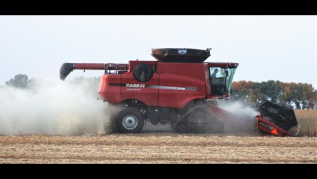 Mascot photo by Scott Thoma Because of the dry weather last week in the area, farmers harvesting beans produce dust storms in the fields.