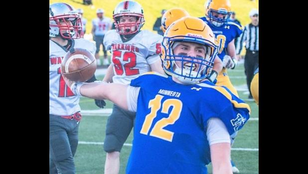 Mascot photo by Brian Jeremiason Minneota quarterback Isaac Pohlen ran for two scores on Friday in the Section 5A final.