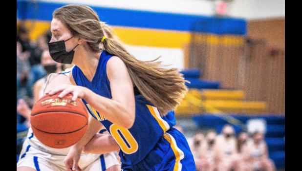 Photo for the Mascot by Brian Jeremiason. McKenna Yost played a solid all-around game for Minneota, contributing stellar defense and six points on offense.