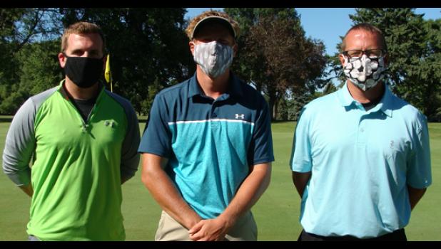 Mascot photo by Sue Jacobson The top three finishers in the men's Championship Flight, left to right: Adam Hoffmann, third place; Walker Hennen, champion; and Keven Larson, second place.