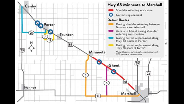 Contributed photo The Highway 68 Minneota to Marshall project got underway Tuesday, July 12. The start date was delayed two months due to utility relocation issues.