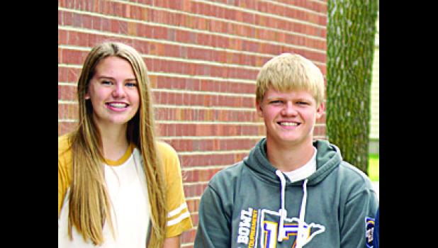 Photo for the Mascot by Sue Jacobson. Freshmen attendants Jeren Rost and Cole Myhre.
