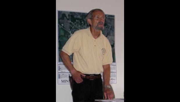 Contributed photo Jim Geiwitz presented his book “The Town of Watered-Down Whiskey” to his former classmates at their 65th reunion in 2021.