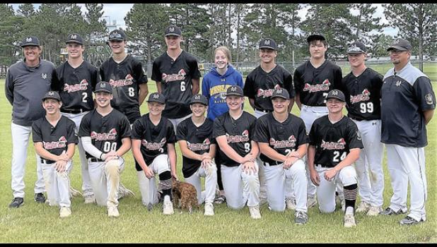 Contributed photo The Minneota Vultures Junior Legion team placed third in the Perham tournament, Front row, left to right: Jack Lacek, Isaac Pohlen, Kellen Bradley, Joey Lacek, Adam Dalager, Ryan Meagher, Parker Bradley. Back row, left to right: Coach J.D. Pesch, Ryan Dalager, Keaton Jurrens, Kyson Arndt, Sara Gruenes (manager), Brody Larson, Eli Gruenes, Carson Javers, Coach Keven Larson.