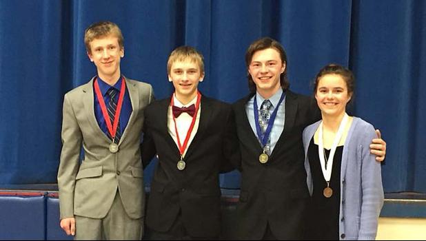 Special Photo Going to state are: (left to right) Sean Dilley, Jacob Haen, Brenden Kimpe and Cecilia Rabaey.