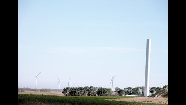 Staff Photo by Byron Higgin. Almost like a city, the wind turbines are spread out over the countryside between Minneota and Taunton.