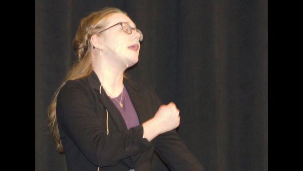Photo for the Mascot by Sue Jacobson. Zoe DeBoer hits everyone’s funny bones with her Humorous selection.
