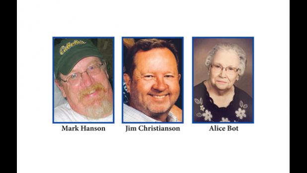 Contributed photos. Mark Hanson, Jim Christianson and Alice Bot.