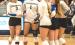 Minneota players celebrate after winning a set against Russell-Tyler-Ruthton last Thursday night in Tyler. 