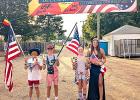 BELGIAN-AMERICAN DAYS
The winners of the best dressed Patriotic-themed .05k Fun Run during Belgian-American Days on Friday. Left to right; Harry Swedzinski, Colton DeRoode, and Maddie Myhre, along with Boxelder Bug Days Princess Addison Buysse. Contributed photo 