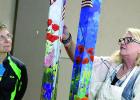 Michelle Koppien showed potential Garden Post Painters how it's done (right)/