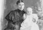 This photo taken in 1896 shows two of the early Icelandic settlers of this area — Mrs. Hernian (Adalbjorg) Josephson and her son, Johann.