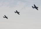 In commemoration of the 250th anniversary of the U.S. Navy and Marines, Fagen Fighters World War II Museum outside Granite Falls hosted an air show on Saturday. These Navy fighter planes flew in formation for a large crowd at the airport. 