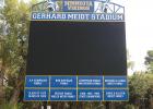 The new scoreboard was recently installed at Gerhard Meidt Stadium (K.P. Kompelien Field) and the list of “Angel” donors who helped make it a a reality. Mascot photo by Scott Thoma