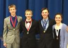 Going to state are: (left to right) Sean Dilley, Jacob Haen, Brenden Kimpe and Cecilia Rabaey.