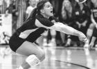 Eden Meagher controls one of her eight digs in the match against Redwood Valley last Thursday in Minneota
